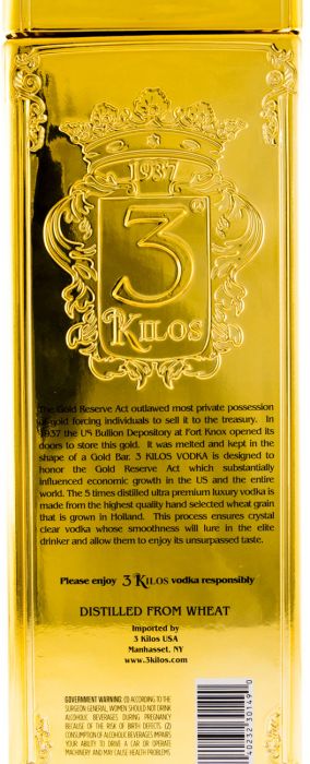 Водка 3 Kilos Золото 999.9 1 л
