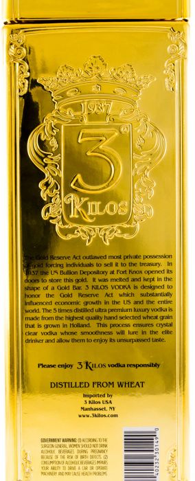 Vodka 3 Kilos Gold 999.9 1L