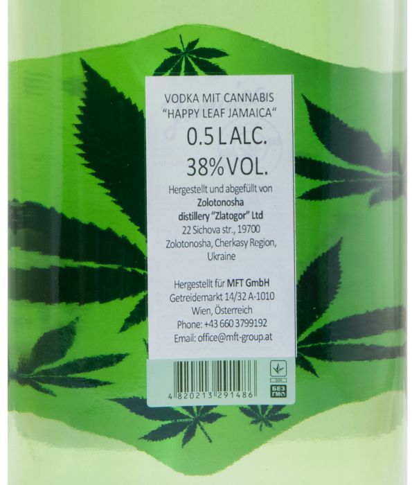 Vodka Happy Leaf Jamaica Cannabis Taste 50cl