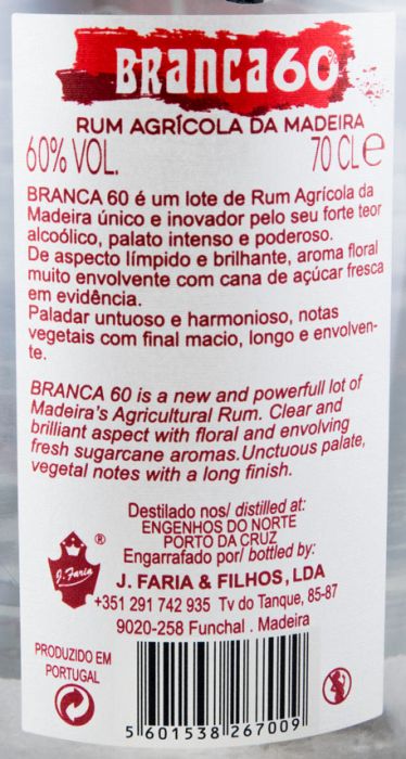 Rum Agrícola da Madeira Branca Fire 60%