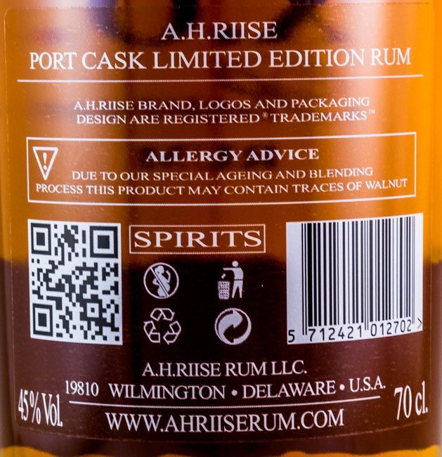 Rum A. H. Riise XO Port Cask Reserve Edição Limitada