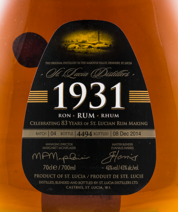 1931 Rum St.Lucia 1931 Batch 4 Anniversary