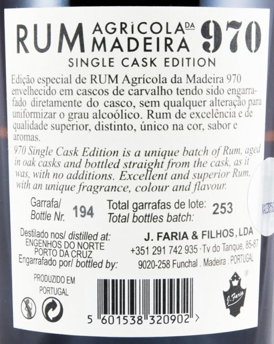 2007 Rum Agrícola da Madeira 970 Single Cask Edition
