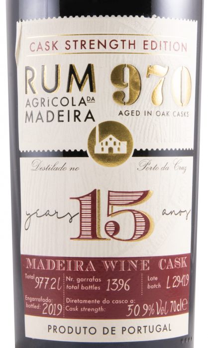 Rum Agrícola da Madeira 970 Cask Strenght 15 anos 50.9%