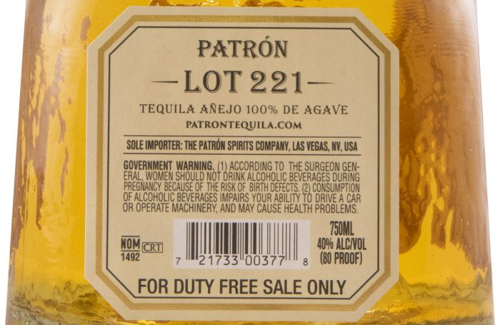 Tequila Patrón Añejo Lot 221 75cl