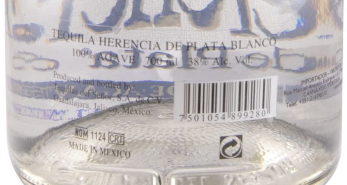 Tequila Herencia de Plata Silver 100% Agave