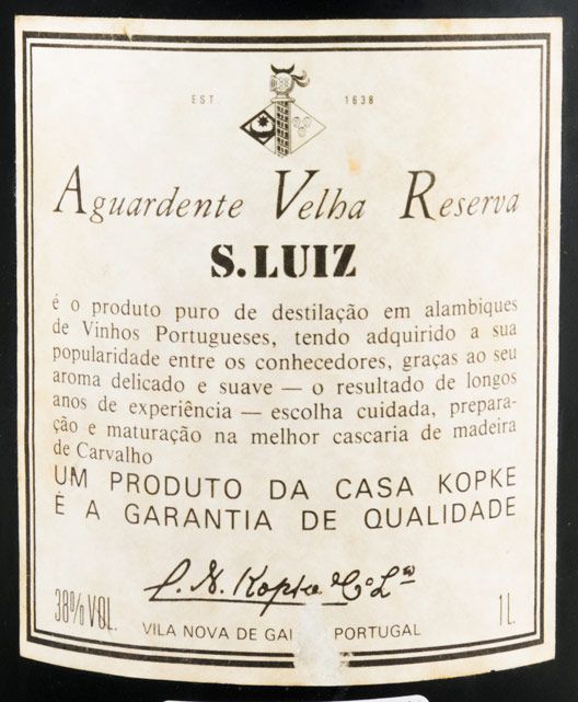 Aguardente Vínica Kopke S. Luiz Velha (garrafa fosca) 1L