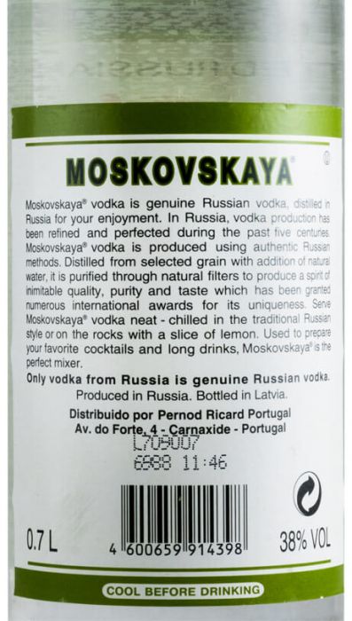 Vodka Moskovskaya (garrafa antiga)