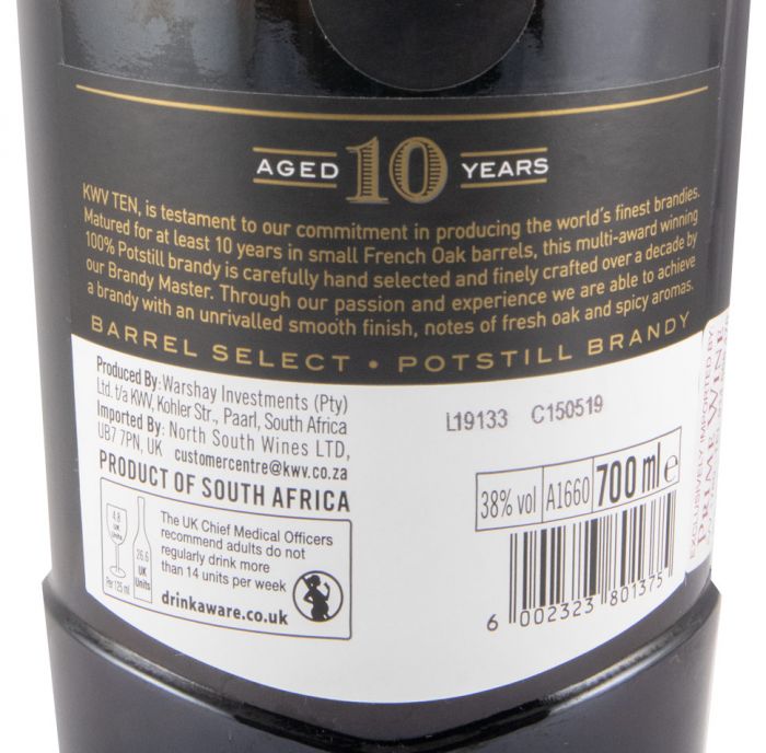 Brandy KWV Barrel Select 10 anos