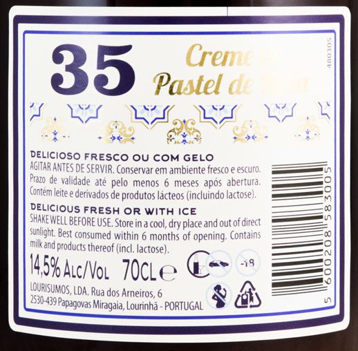 Licor 35 Creme de Pastel de Nata