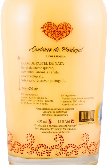 Licor Pastel de Nata Cantares de Portugal