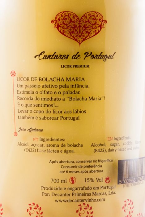 Licor Bolacha Maria Cantares de Portugal