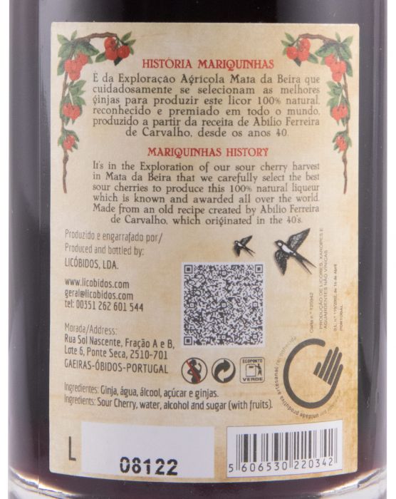 Licor de Ginja Mariquinhas Gourmet 20cl