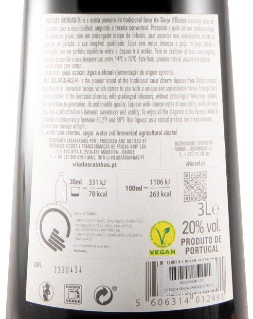 Licor de Ginja de Óbidos Vila das Rainhas (com fruto) 3L
