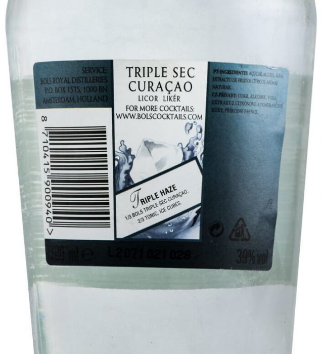 Licor Triple Seco Curacao Bols (garrafa antiga)