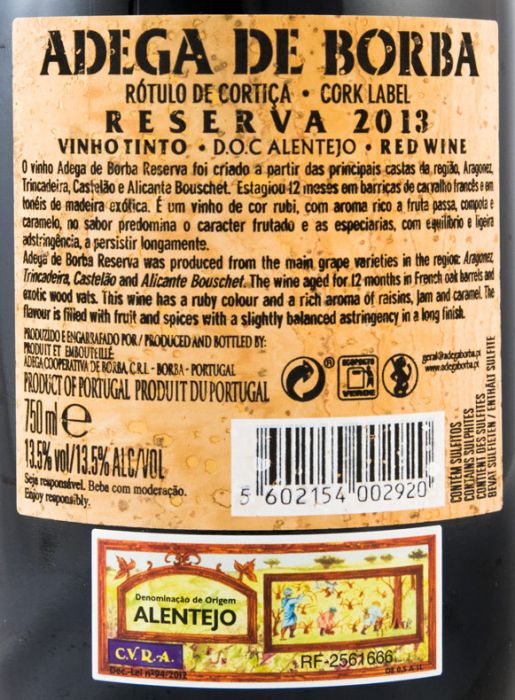 2013 Borba Reserva red (cork label)