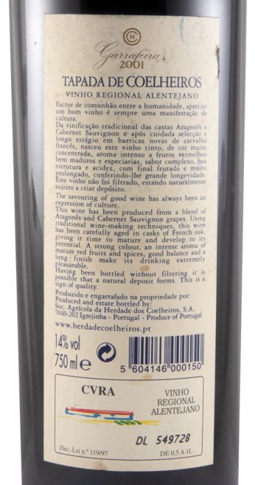 2001 Tapada de Coelheiros Garrafeira tinto
