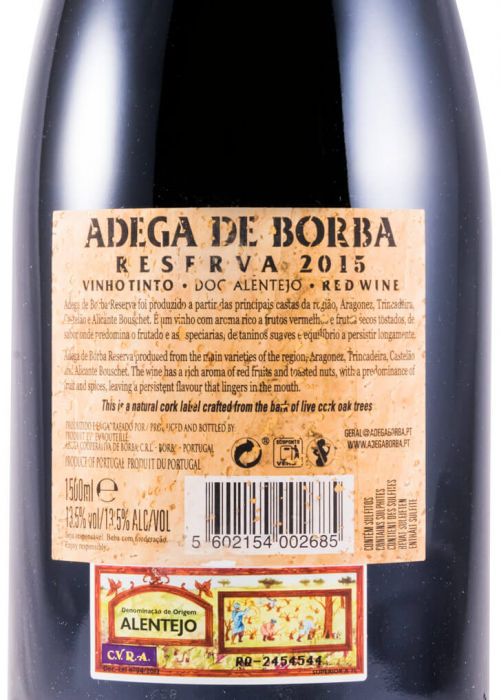 2015 Borba Reserva tinto 1,5L (rótulo em cortiça)