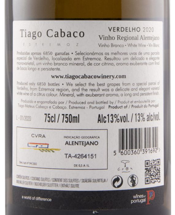 2020 Tiago Cabaço Verdelho white