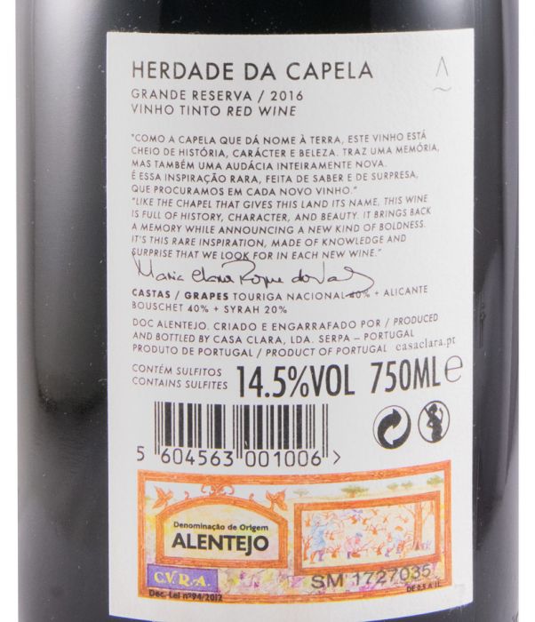 2016 Herdade da Capela Grande Reserva red