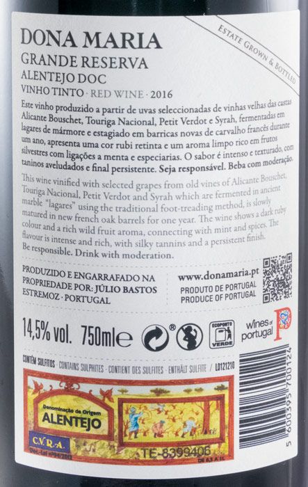 2016 Júlio Bastos Dona Maria Grande Reserva tinto