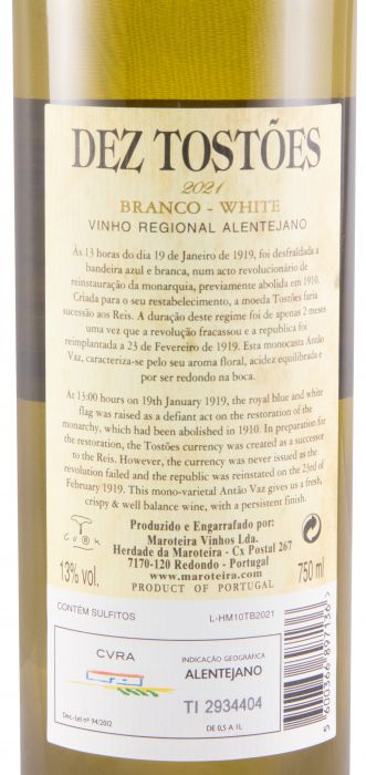 2021 Herdade da Maroteira Dez Tostões white