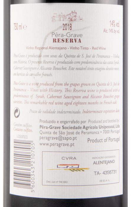 2018 Pêra-Grave Reserva tinto