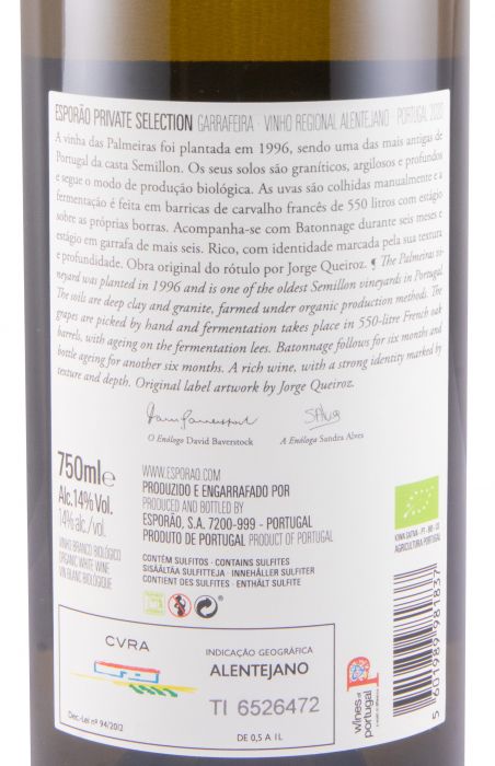 2020 Herdade do Esporão Private Selection organic white