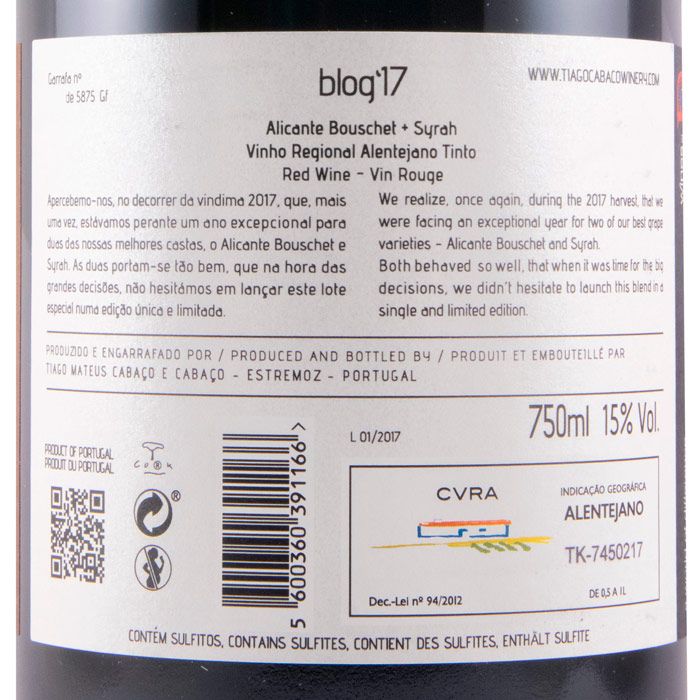 2017 Blog by Tiago Cabaço Alicante Bouschet & Syrah red