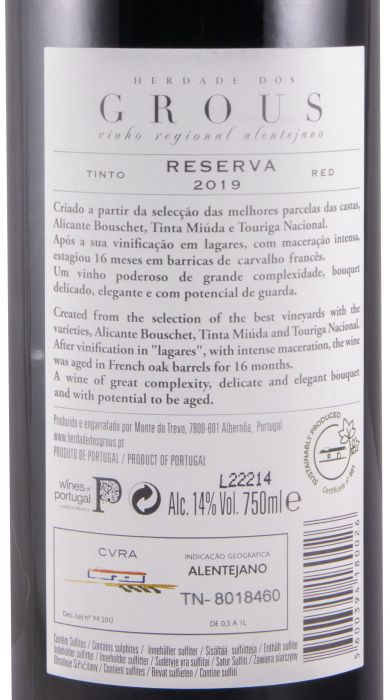 2019 Herdade dos Grous Reserva red