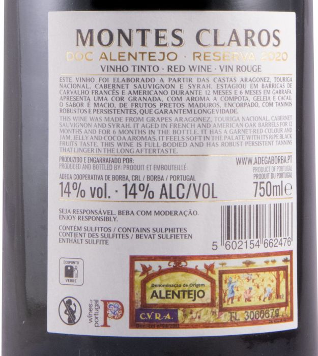 2020 Montes Claros Reserva tinto