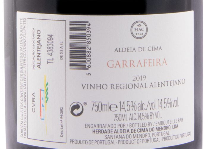 2019 Herdade Aldeia de Cima Garrafeira tinto