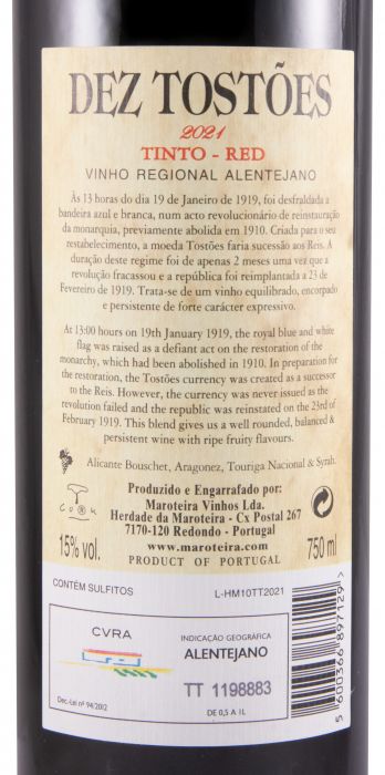 2021 Herdade da Maroteira Dez Tostões red