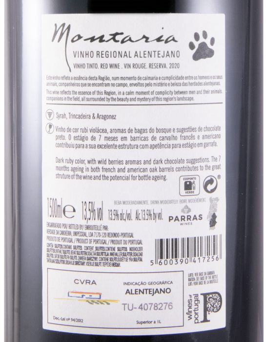 2020 Herdade da Candeeira Montaria Reserva tinto 1,5L