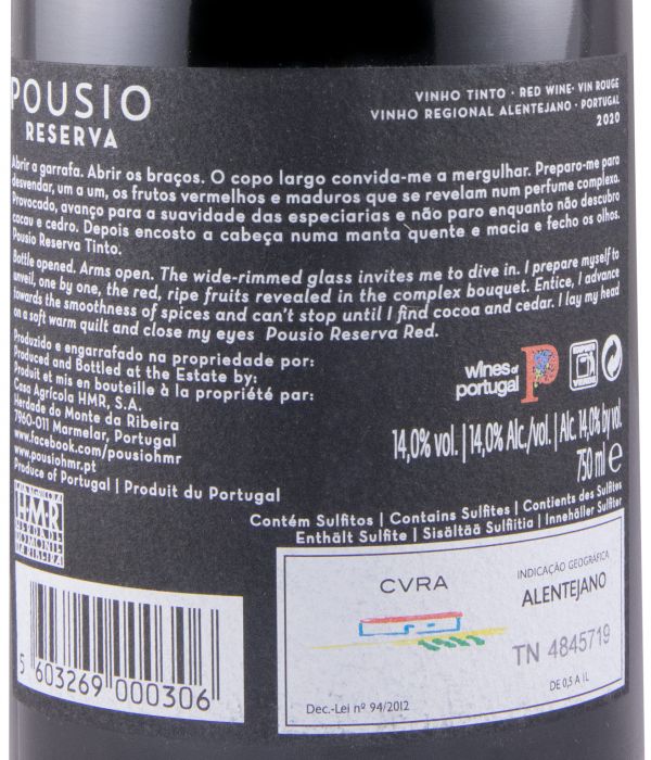 2020 Pousio Reserva tinto