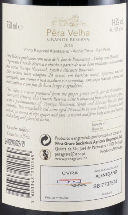 2016 Pêra Velha Grande Reserva tinto