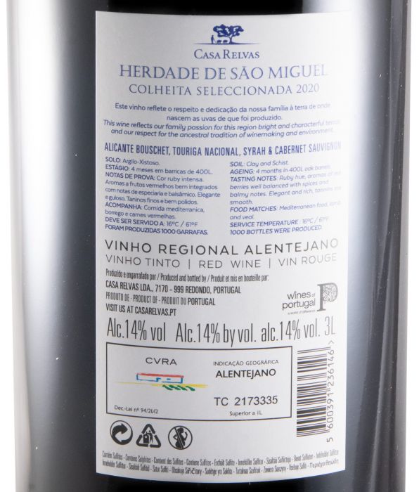 2020 Herdade de São Miguel Colheita Seleccionada tinto 3L