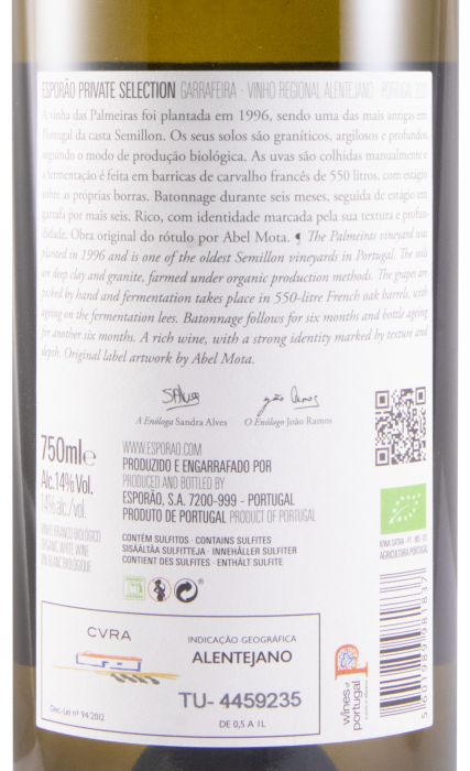 2021 Herdade de Esporão Private Selection organic white