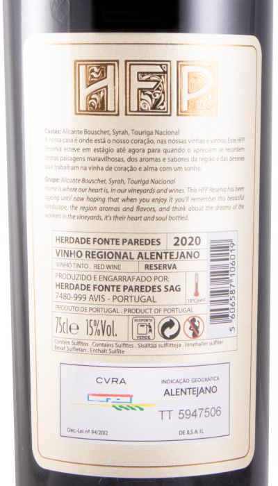 2020 Herdade Fonte Paredes Reserva red
