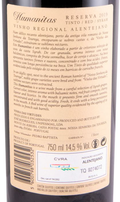 2019 Humanitas Reserva tinto