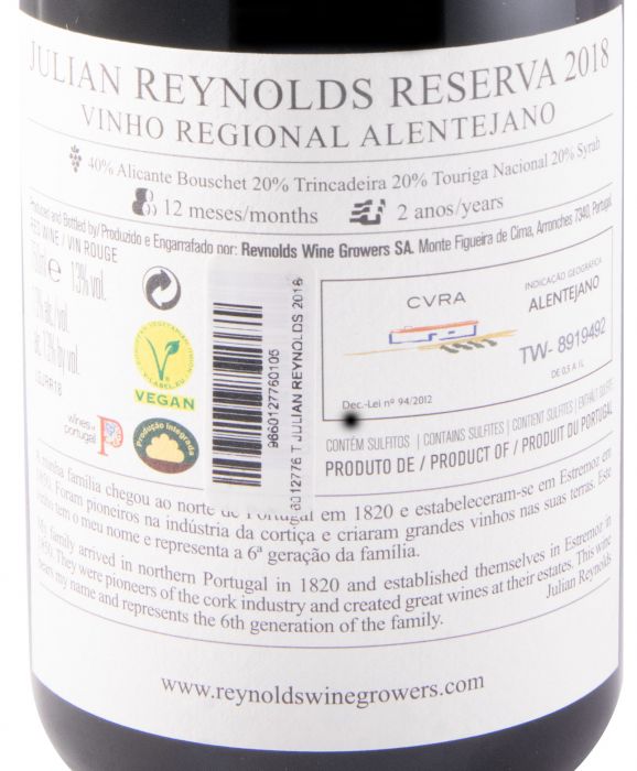 2018 Julian Reynolds Reserva tinto