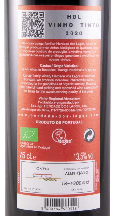 2020 Herdade dos Lagos HDL organic red
