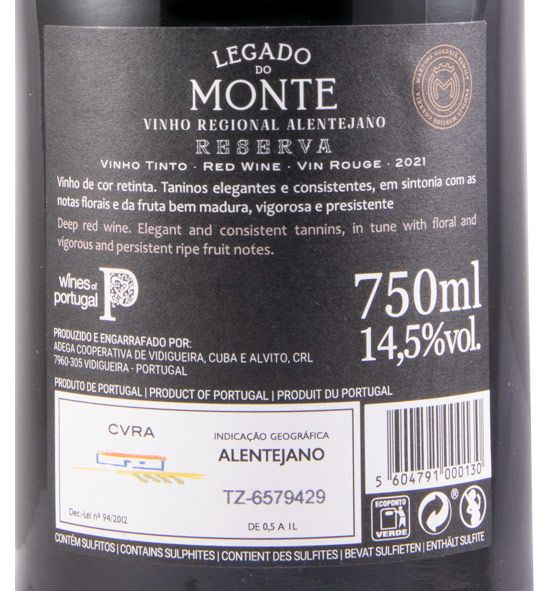 2021 Legado do Monte Reserva tinto