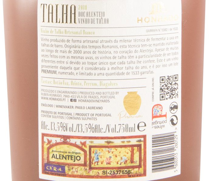 2018 Honrado Talha Premium white