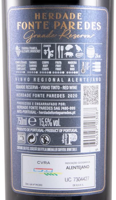 2020 Herdade Fonte Paredes Grande Reserva tinto