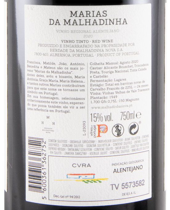 2020 Marias da Malhadinha Vinhas Velhas tinto