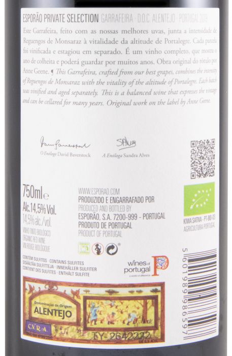 2019 Herdade do Esporão Private Selection organic red