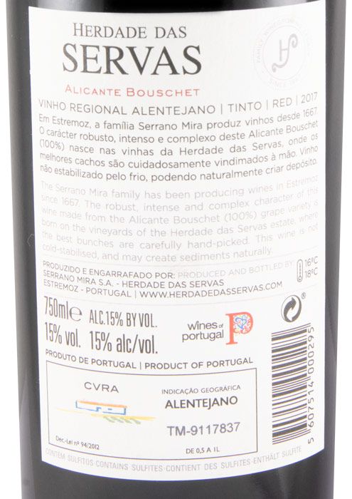 2017 Herdade das Servas Alicante Bouschet red