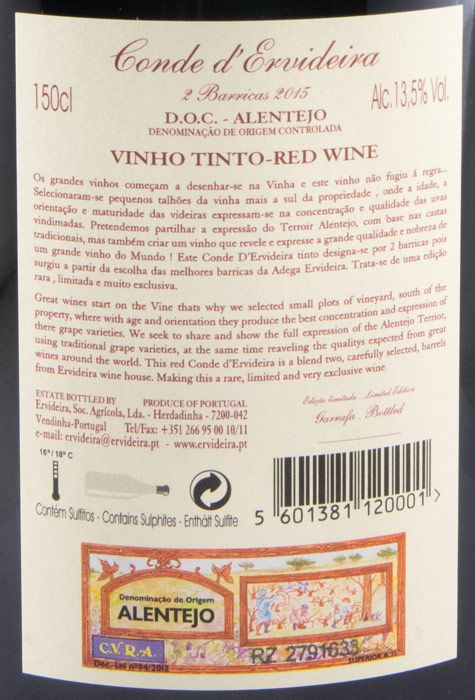 2015 Conde D'Ervideira 2 Barricas tinto 1,5L