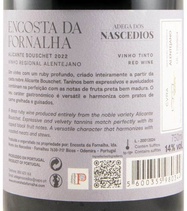 2022 Encosta da Fornalha Alicante Bouschet tinto